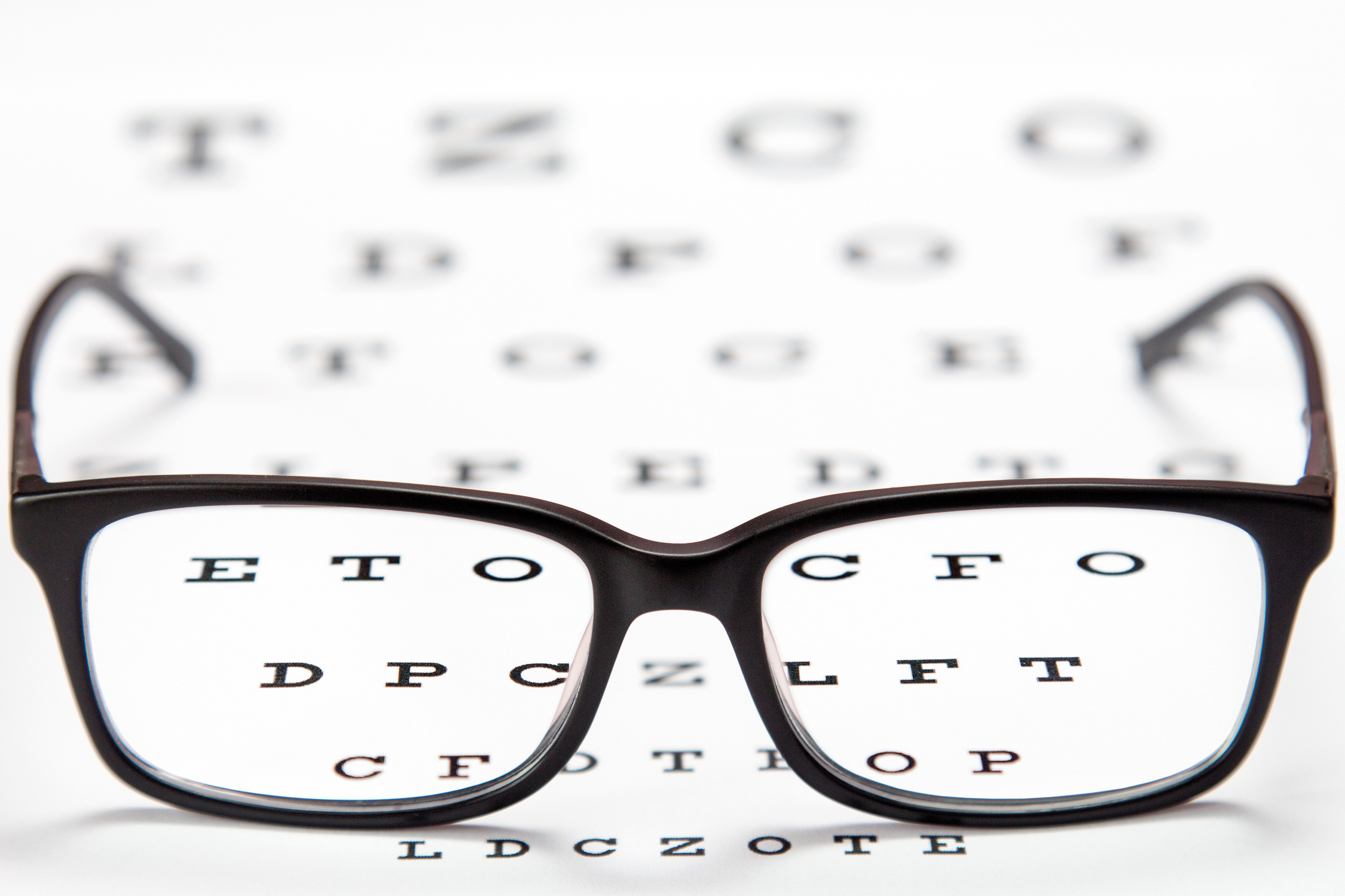 Glasses on a Eye Exam Chart